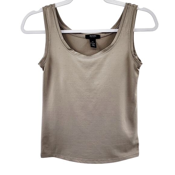 Alfani Petite Taupe Scoop Neck Sleeveless Tank Top Women's Size PS Made in USA - Picture 1 of 4